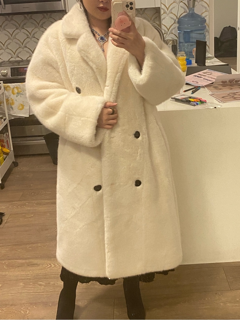 White artificial Fur Coat